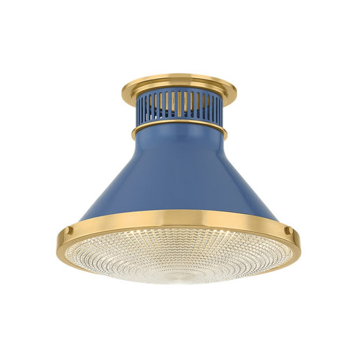 Hudson Valley Highclere 1Lt 13" Flush Mount, Brass/Blue/Clear