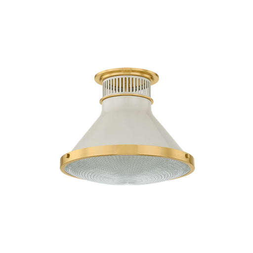 Hudson Valley Highclere 1Lt 13" Flush Mount, Brass/White/Clear - MDS2402-AGB-OW