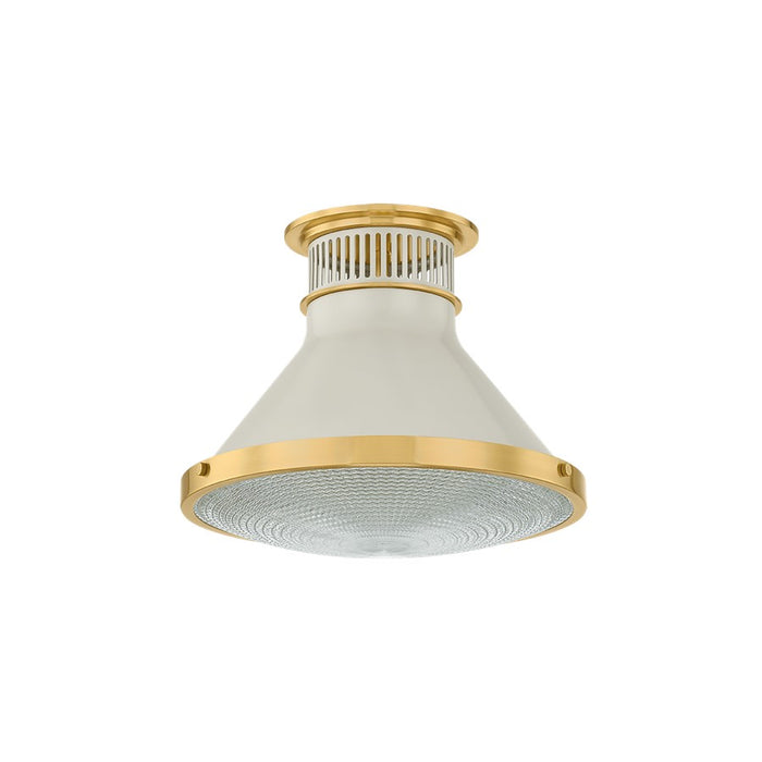 Hudson Valley Highclere 1Lt 13" Flush Mount, Brass/White/Clear - MDS2402-AGB-OW
