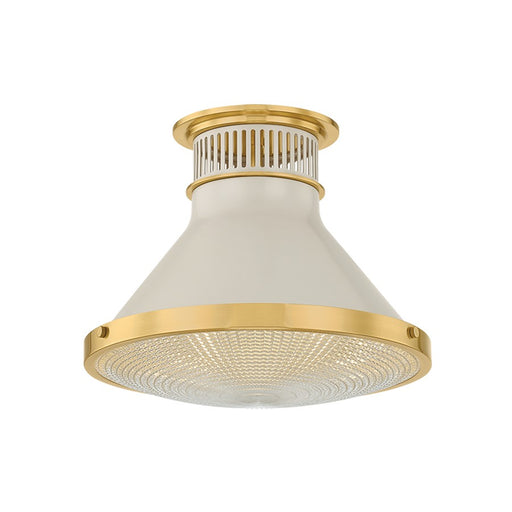Hudson Valley Highclere 1Lt 13" Flush Mount, Brass/White/Clear