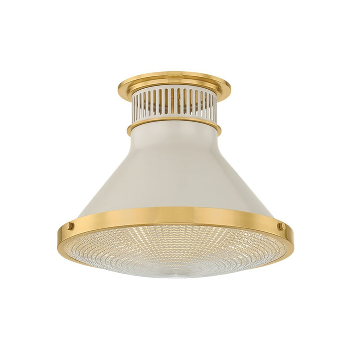 Hudson Valley Highclere 1Lt 13" Flush Mount, Brass/White/Clear
