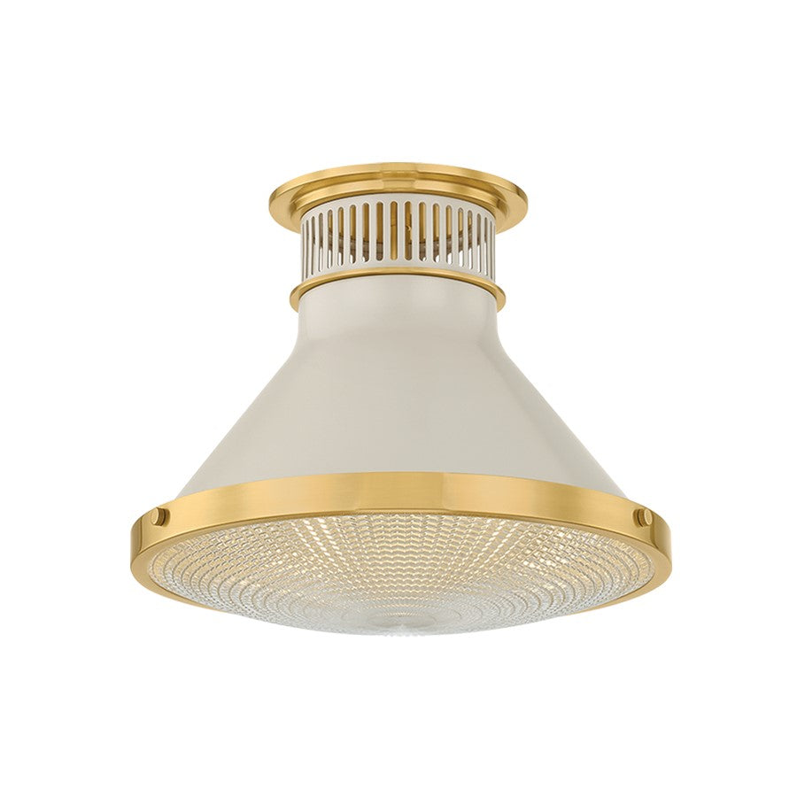 Hudson Valley Highclere 1Lt 13" Flush Mount, Brass/White/Clear