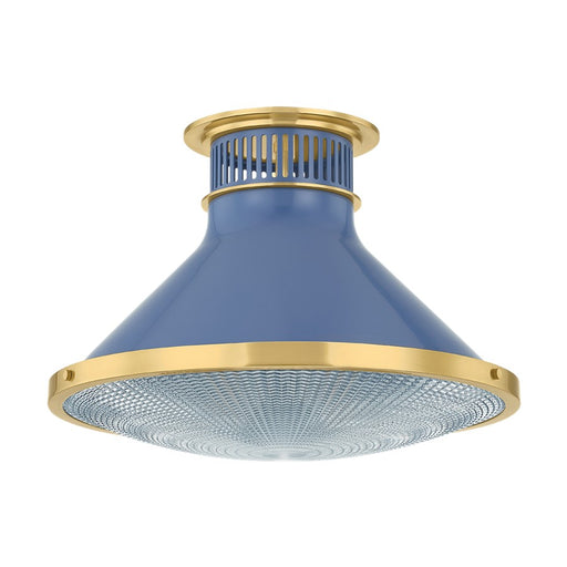 Hudson Valley Highclere 1Lt 18" Flush Mount, Brass/Blue/Clear - MDS2403-AGB-FBL