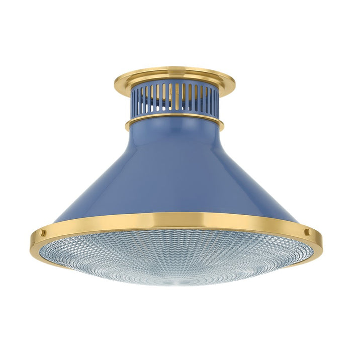 Hudson Valley Highclere 1Lt 18" Flush Mount, Brass/Blue/Clear - MDS2403-AGB-FBL