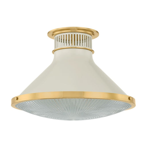 Hudson Valley Highclere 1Lt 18" Flush Mount, Brass/White/Clear - MDS2403-AGB-OW