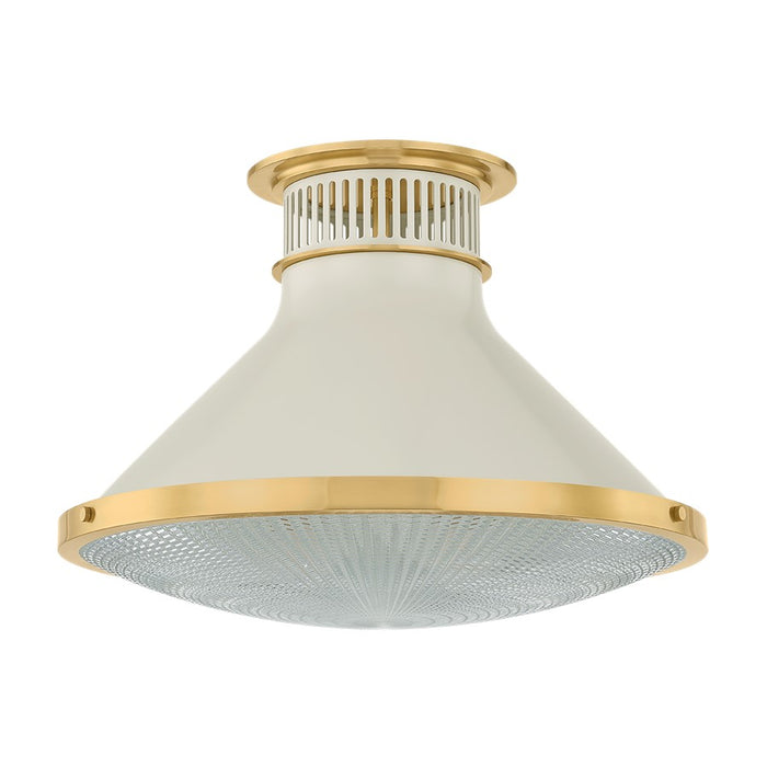 Hudson Valley Highclere 1Lt 18" Flush Mount, Brass/White/Clear - MDS2403-AGB-OW