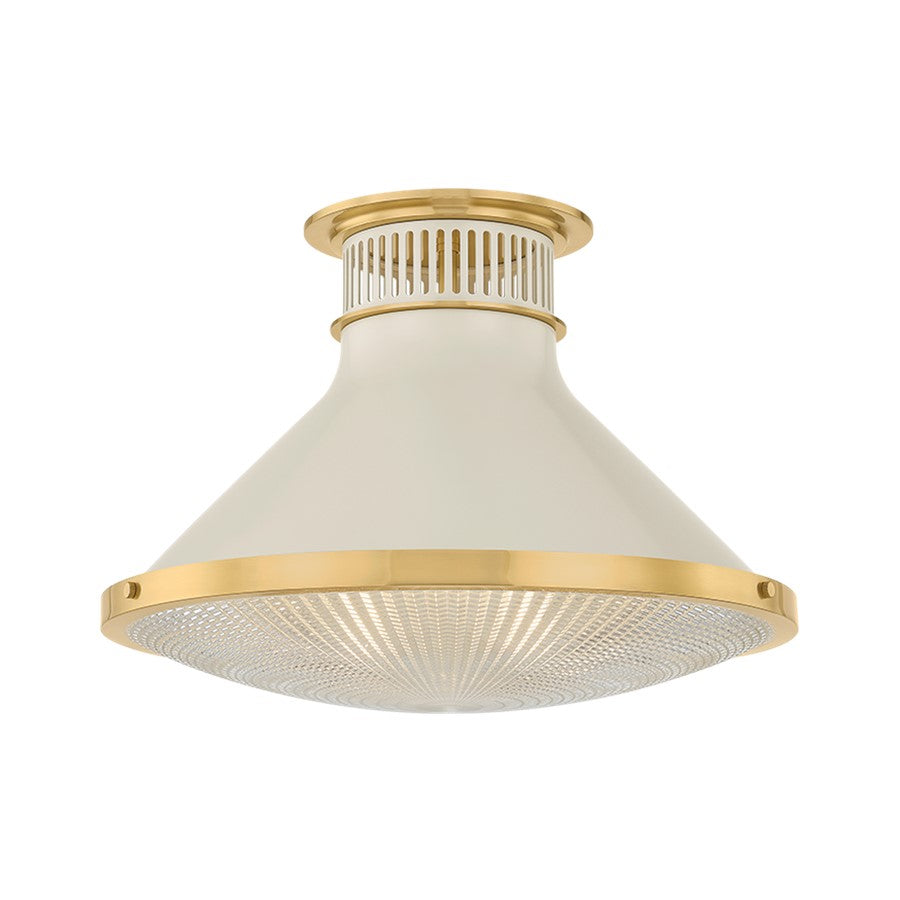Hudson Valley Highclere 1Lt 18" Flush Mount, Brass/White/Clear