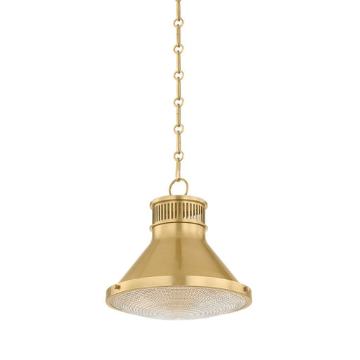 Hudson Valley Highclere 1Lt 13" Pendant, Aged Brass/Clear Optic - MDS2404-AGB