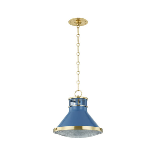 Hudson Valley Highclere 1Lt 13" Pendant, Brass/Blue/Clear - MDS2404-AGB-FBL
