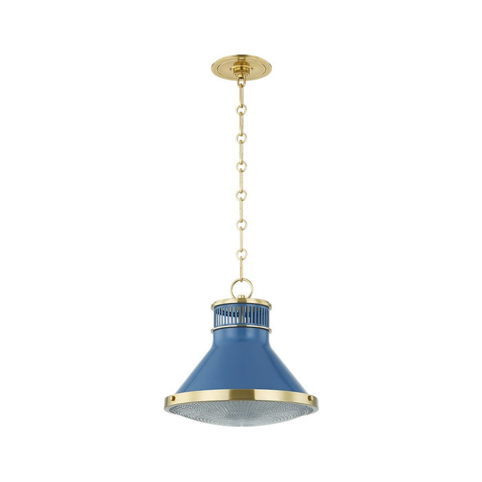 Hudson Valley Highclere 1Lt 13" Pendant, Brass/Blue/Clear - MDS2404-AGB-FBL
