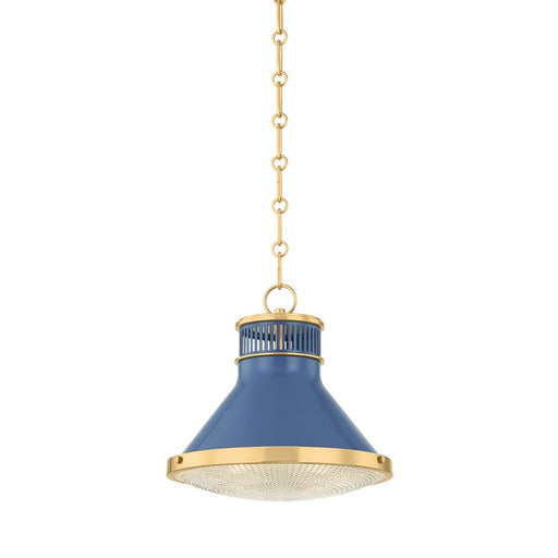 Hudson Valley Highclere 1Lt 13" Pendant, Brass/Blue/Clear
