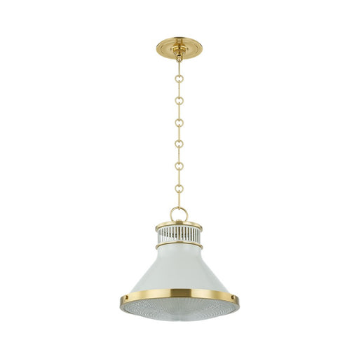 Hudson Valley Highclere 1Lt 13" Pendant, Brass/White/Clear - MDS2404-AGB-OW