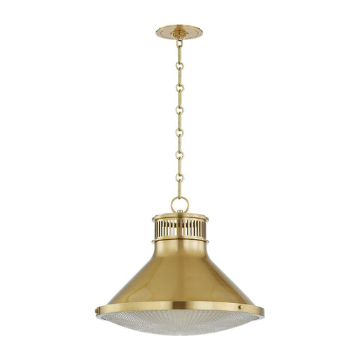 Hudson Valley Highclere 1Lt 18" Pendant, Aged Brass/Clear Optic - MDS2405-AGB