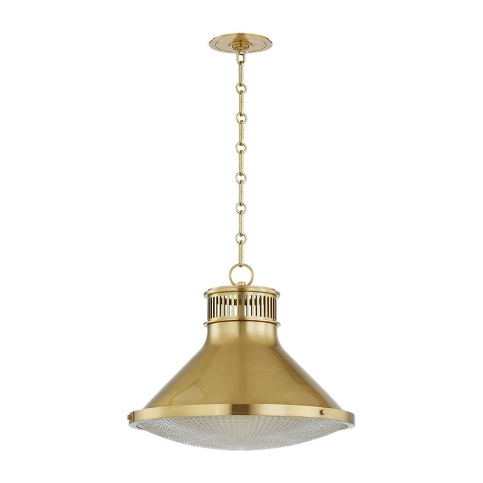 Hudson Valley Highclere 1Lt 18" Pendant, Aged Brass/Clear Optic - MDS2405-AGB
