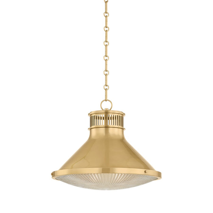 Hudson Valley Highclere 1Lt 18" Pendant, Aged Brass/Clear Optic