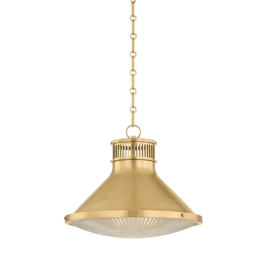 Hudson Valley Highclere 1Lt 18" Pendant, Aged Brass/Clear Optic