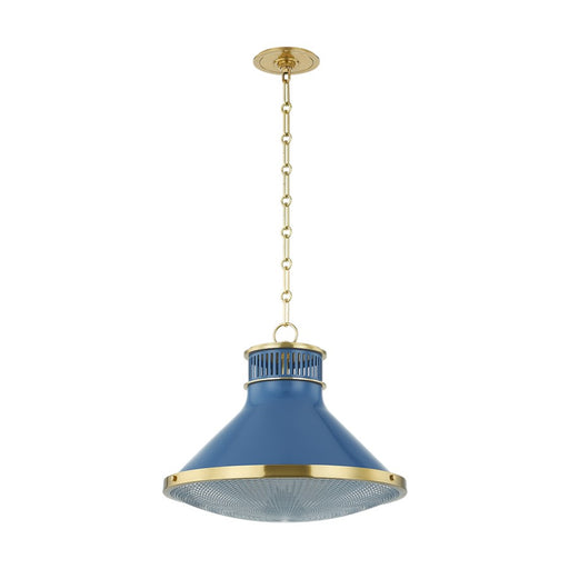 Hudson Valley Highclere 1Lt 18" Pendant, Brass/Blue/Clear - MDS2405-AGB-FBL