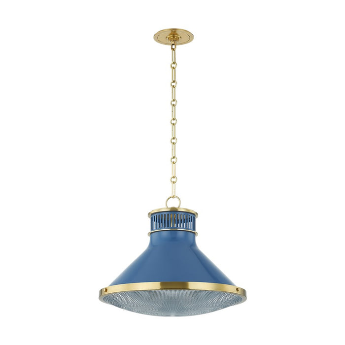 Hudson Valley Highclere 1Lt 18" Pendant, Brass/Blue/Clear - MDS2405-AGB-FBL