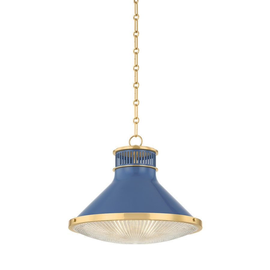 Hudson Valley Highclere 1Lt 18" Pendant, Brass/Blue/Clear