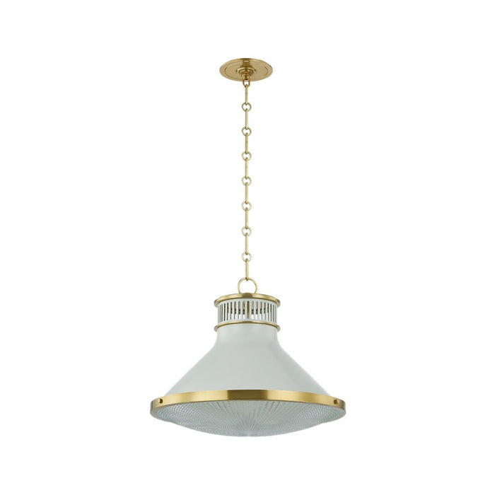 Hudson Valley Highclere 1Lt 18" Pendant, Brass/White/Clear - MDS2405-AGB-OW