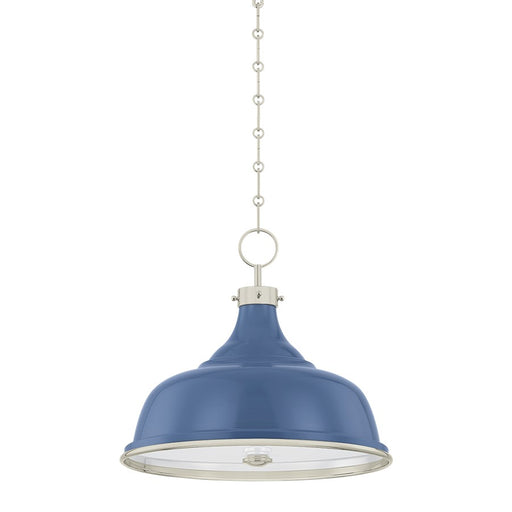 Hudson Valley Painted No.1 3Lt Pendant, Nickel/Blue/White Glass - MDS300-PN-FBL