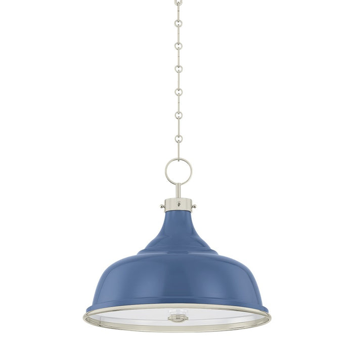 Hudson Valley Painted No.1 3Lt Pendant, Nickel/Blue/White Glass - MDS300-PN-FBL