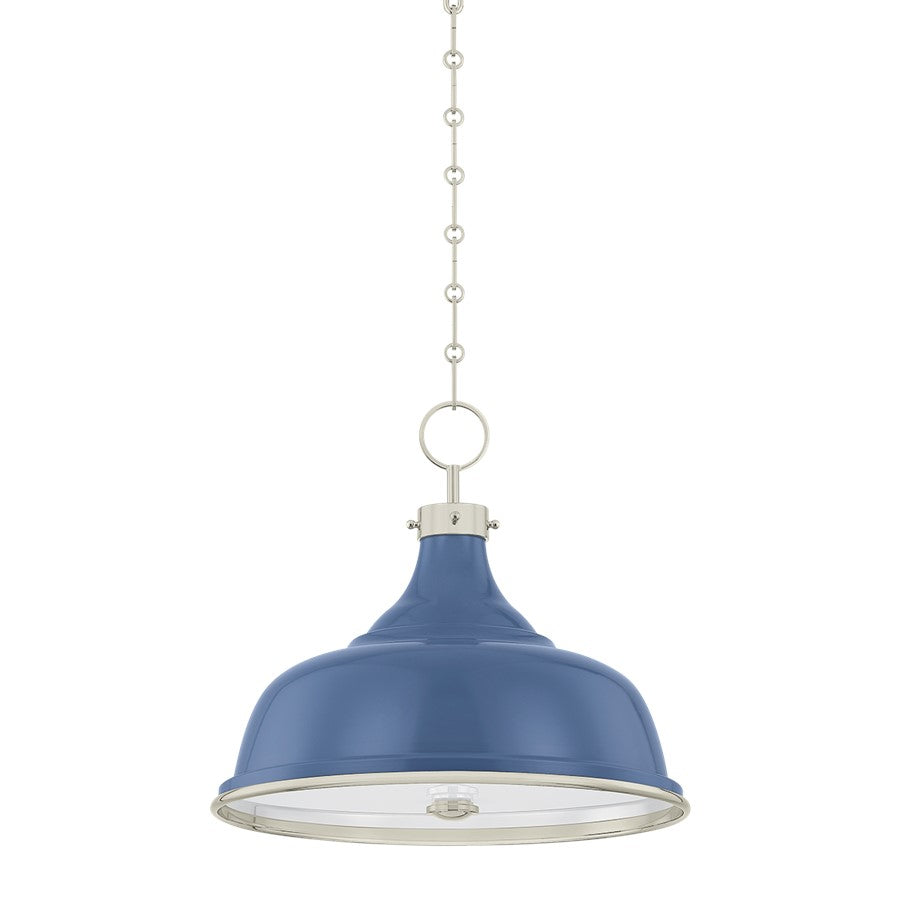 Hudson Valley Painted No.1 3Lt Pendant, Nickel/Blue/White Glass - MDS300-PN-FBL