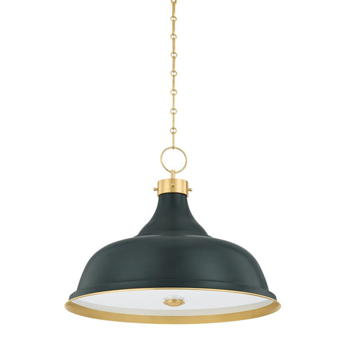 Hudson Valley Painted No.1 4Lt Pendant, Brass/Green/White - MDS300L-AGB-SSG