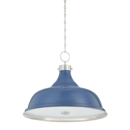 Hudson Valley Painted No.1 4Lt Pendant, Nickel/Blue/White Glass - MDS300L-PN-FBL