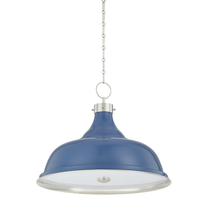 Hudson Valley Painted No.1 4Lt Pendant, Nickel/Blue/White Glass - MDS300L-PN-FBL