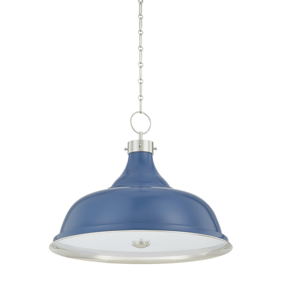 Hudson Valley Painted No.1 4Lt Pendant, Nickel/Blue/White Glass - MDS300L-PN-FBL