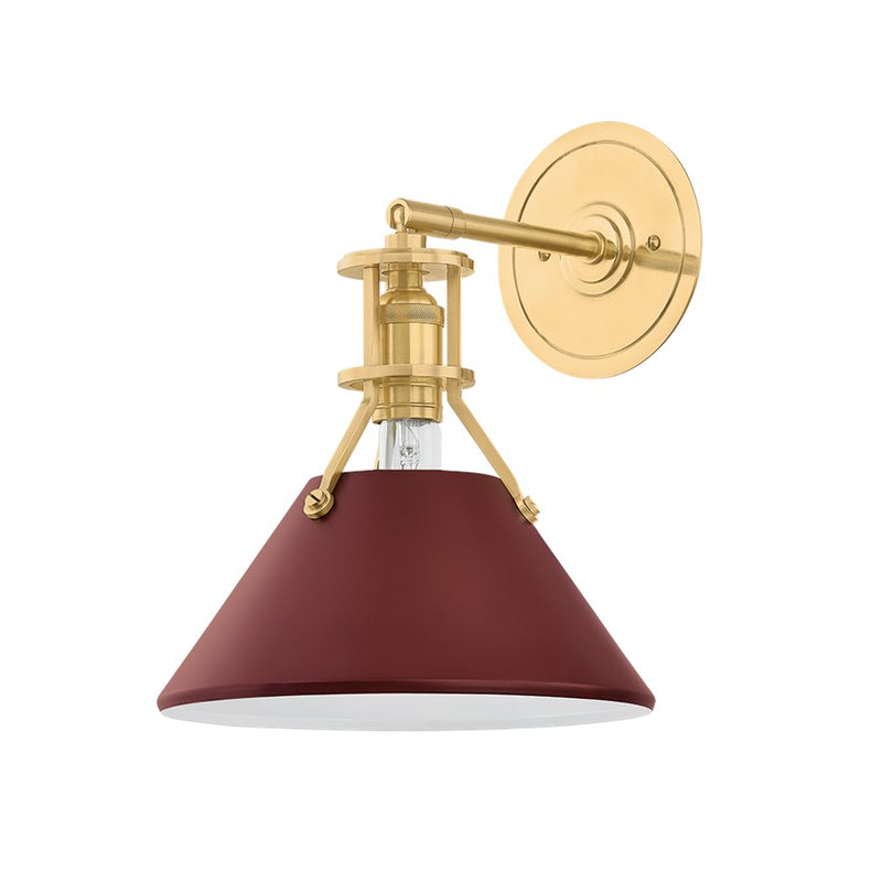 Hudson Valley Painted No.2 1Lt Wall Sconce, Brass/Soft Crimson - MDS350-AGB-CRN
