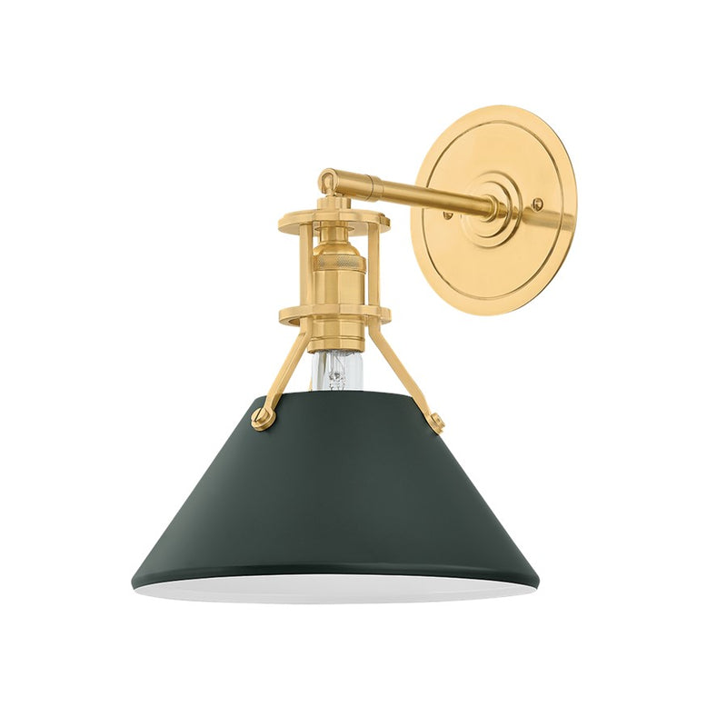 Hudson Valley Painted No.2 1Lt Wall Sconce, Brass/Green - MDS350-AGB-SSG