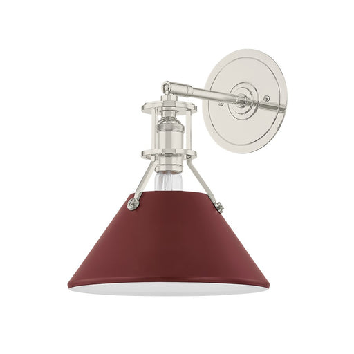 Hudson Valley Painted No.2 1Lt Wall Sconce, Nickel/Crimson - MDS350-PN-CRN