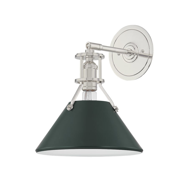 Hudson Valley Painted No.2 1Lt Wall Sconce, Nickel/Green - MDS350-PN-SSG