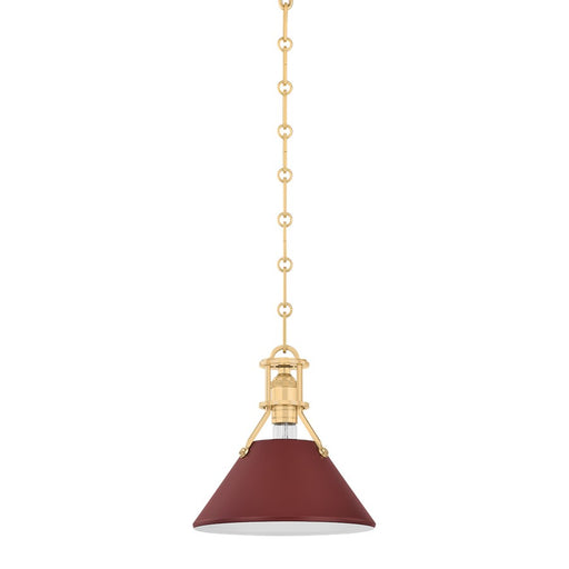 Hudson Valley Painted No.2 1Lt 10" Pendant, Brass/Soft Crimson - MDS351-AGB-CRN