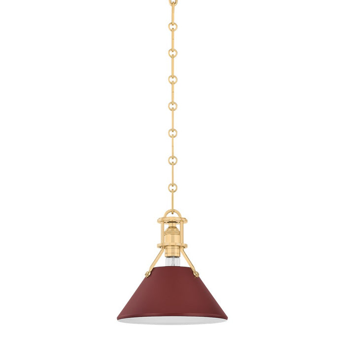 Hudson Valley Painted No.2 1Lt 10" Pendant, Brass/Soft Crimson - MDS351-AGB-CRN