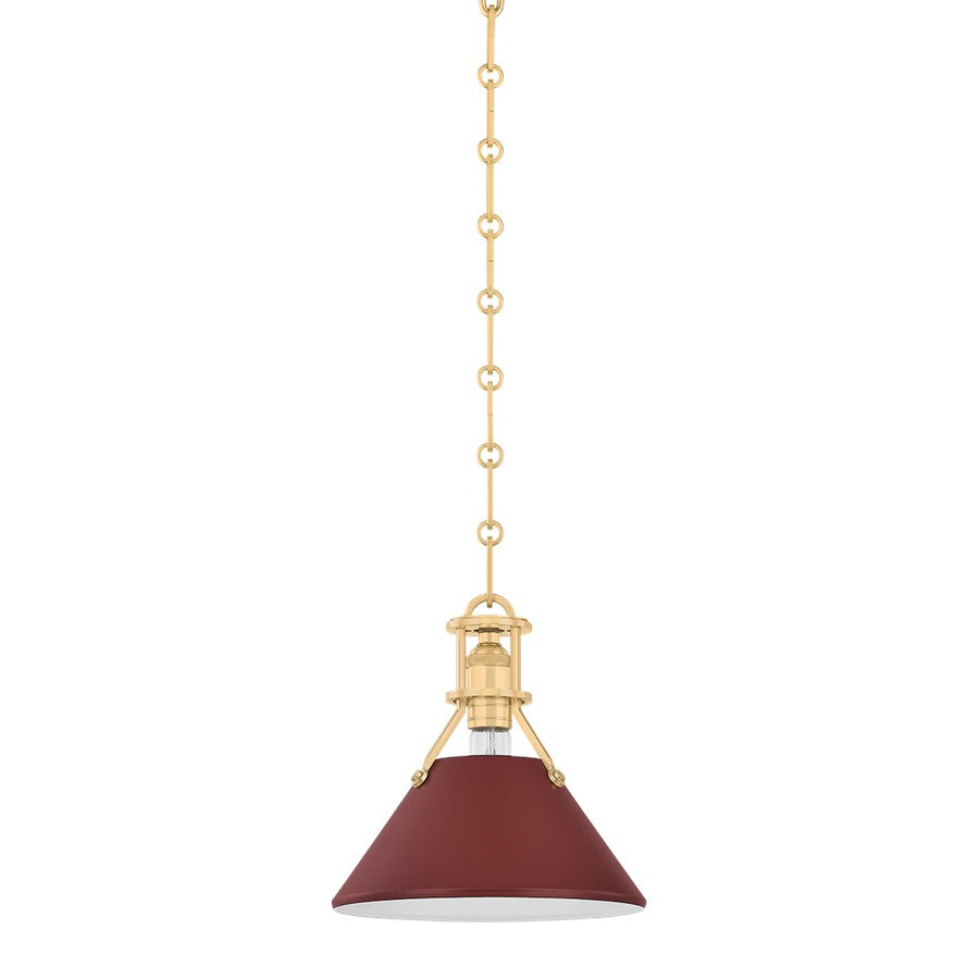 Hudson Valley Painted No.2 1Lt 10" Pendant, Brass/Soft Crimson - MDS351-AGB-CRN
