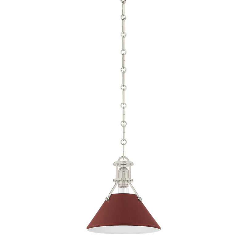 Hudson Valley Painted No.2 1Lt 10" Pendant, Nickel/Crimson - MDS351-PN-CRN