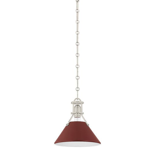 Hudson Valley Painted No.2 1Lt 10" Pendant, Nickel/Crimson - MDS351-PN-CRN