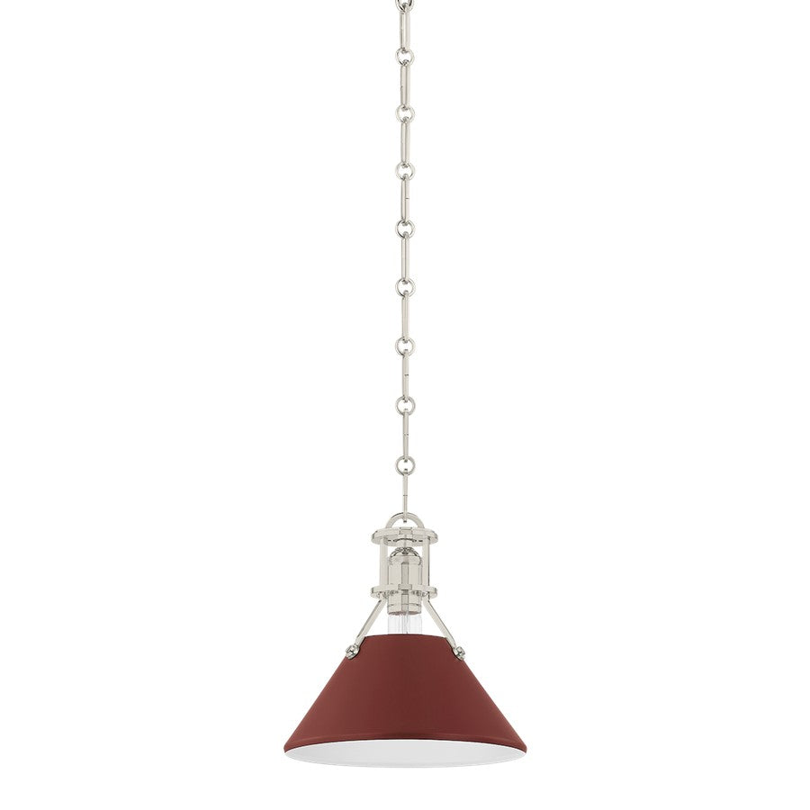 Hudson Valley Painted No.2 1Lt 10" Pendant, Nickel/Crimson - MDS351-PN-CRN