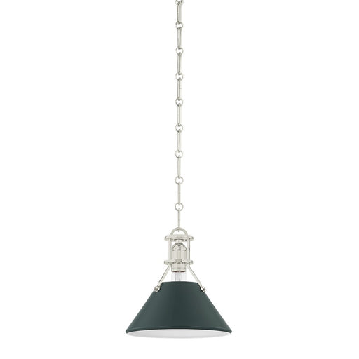 Hudson Valley Painted No.2 1Lt 10" Pendant, Nickel/Green - MDS351-PN-SSG