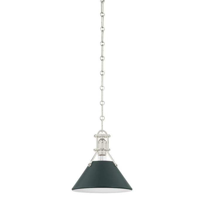 Hudson Valley Painted No.2 1Lt 10" Pendant, Nickel/Green - MDS351-PN-SSG