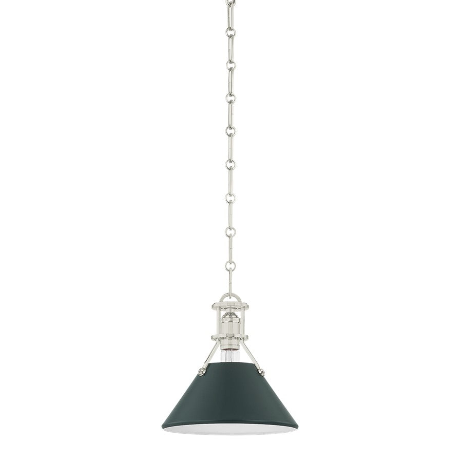 Hudson Valley Painted No.2 1Lt 10" Pendant, Nickel/Green - MDS351-PN-SSG