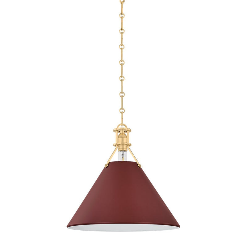 Hudson Valley Painted No.2 1Lt 16" Pendant, Brass/Soft Crimson - MDS352-AGB-CRN
