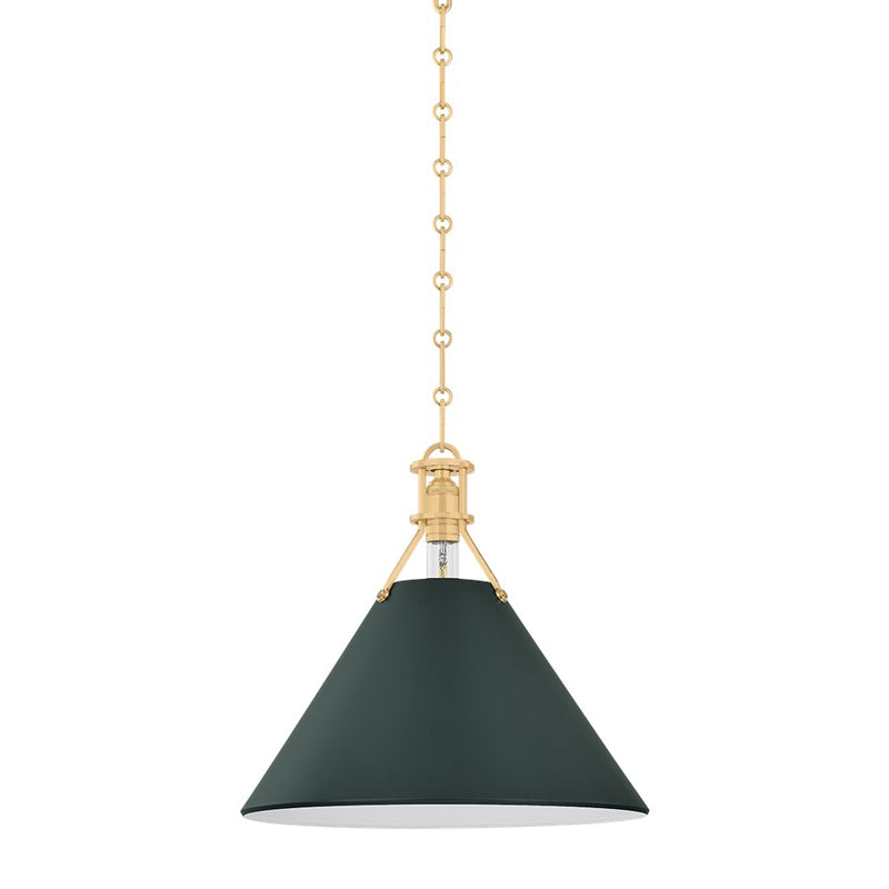 Hudson Valley Painted No.2 1Lt 16" Pendant, Brass/Green - MDS352-AGB-SSG