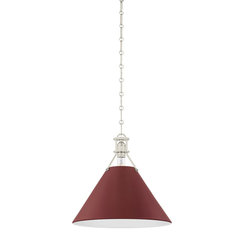 Hudson Valley Painted No.2 1Lt 16" Pendant, Nickel/Crimson - MDS352-PN-CRN
