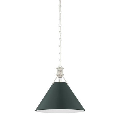 Hudson Valley Painted No.2 1Lt 16" Pendant, Nickel/Green - MDS352-PN-SSG
