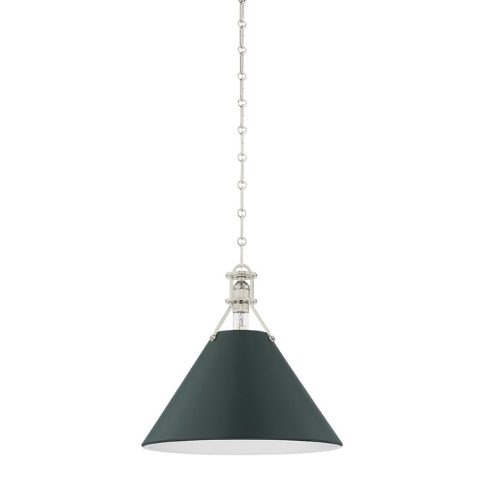 Hudson Valley Painted No.2 1Lt 16" Pendant, Nickel/Green - MDS352-PN-SSG