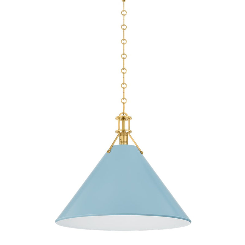 Hudson Valley Painted No.2 1Lt Pendant, Aged Brass/Blue Bird - MDS352L-AGB-BB